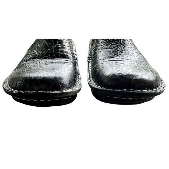 ALEGRIA Debra Black Embossed Rose Women's Eur Size 37 US 6.5 Clogs Shoes - Picture 4 of 10